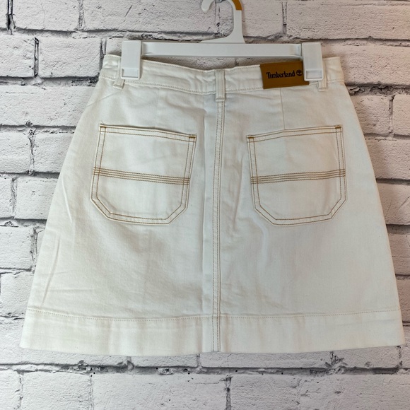 Timberland Refibra Button Front Cream Denim Skirt size 27/US 4 Y2K Skirt NWT - Picture 6 of 9